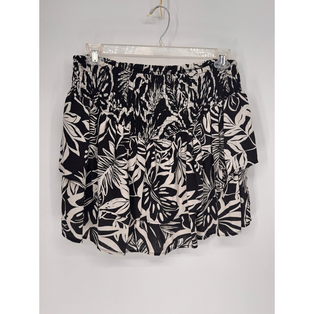 Torrid Skort Womens 2X Black NWT Washable Gauze Ruffle Paradise Foliage HighRise